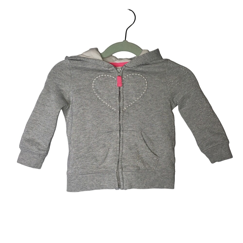 CARTER'S Silver Glitter Zip Front Hoodie 18 Months